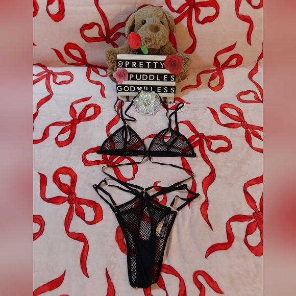 Victoria's Secret Other - 🖤 S ✨️ VS Very Sexy Fishnet Mesh Unlined Strappy Teddy 🖤